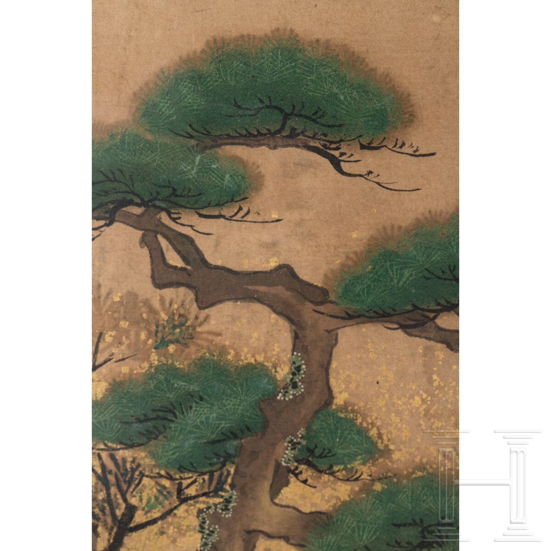 Entköpfung eines Samurai, Rimpa-Blattgoldmalerei, Japan, Edo-/Meiji-Periode - Image 3 of 5