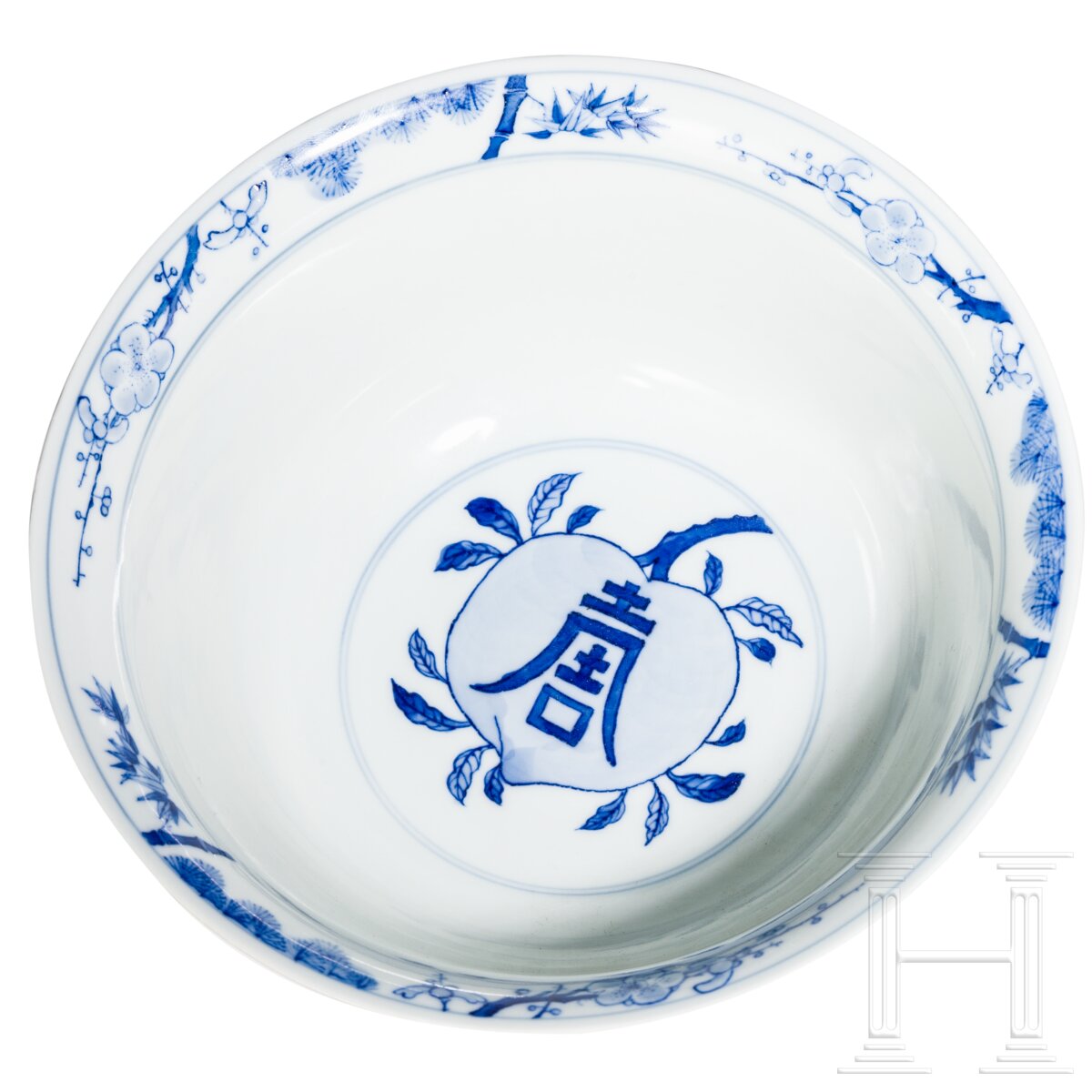 Blau-weiße Schale mit dem Symbol für Langlebigkeit "Shou", China, wohl Kangxi-Periode - Image 4 of 11