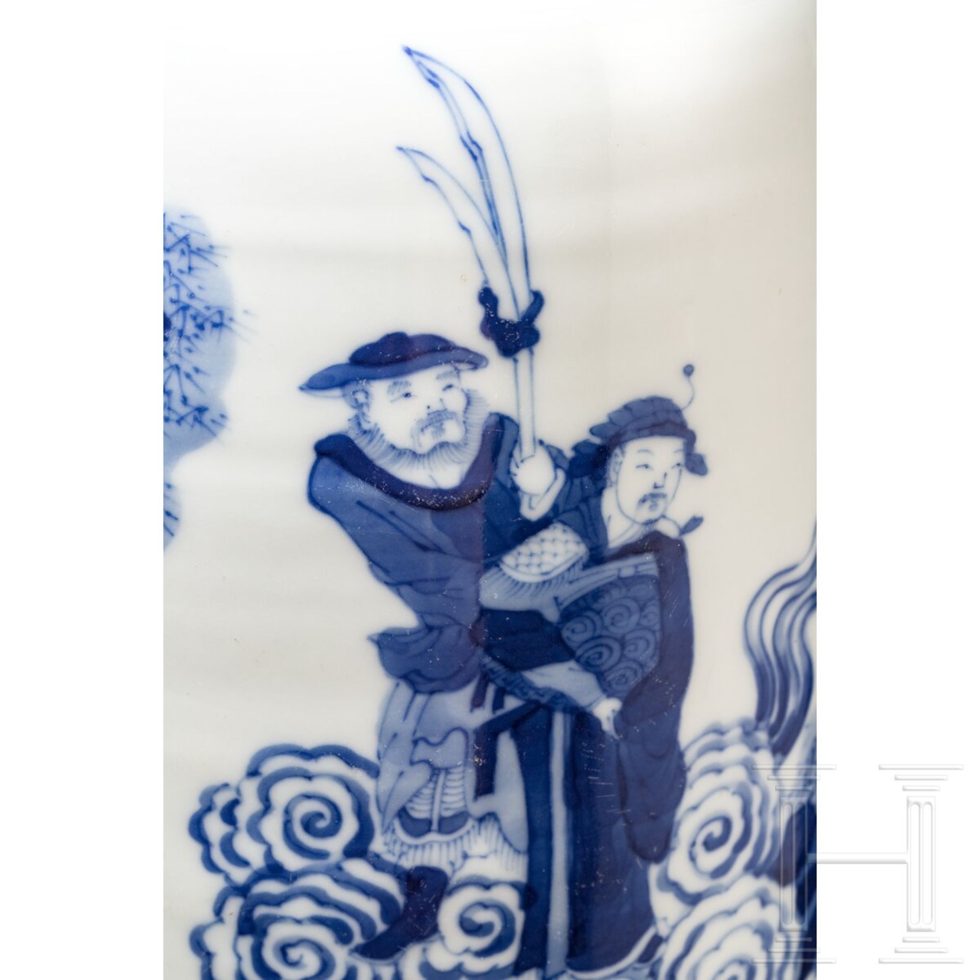Große blaue-weiße Vase mit Soldatenszene, China, wohl Kangxi-Periode (18. Jhdt.) - Bild 7 aus 20