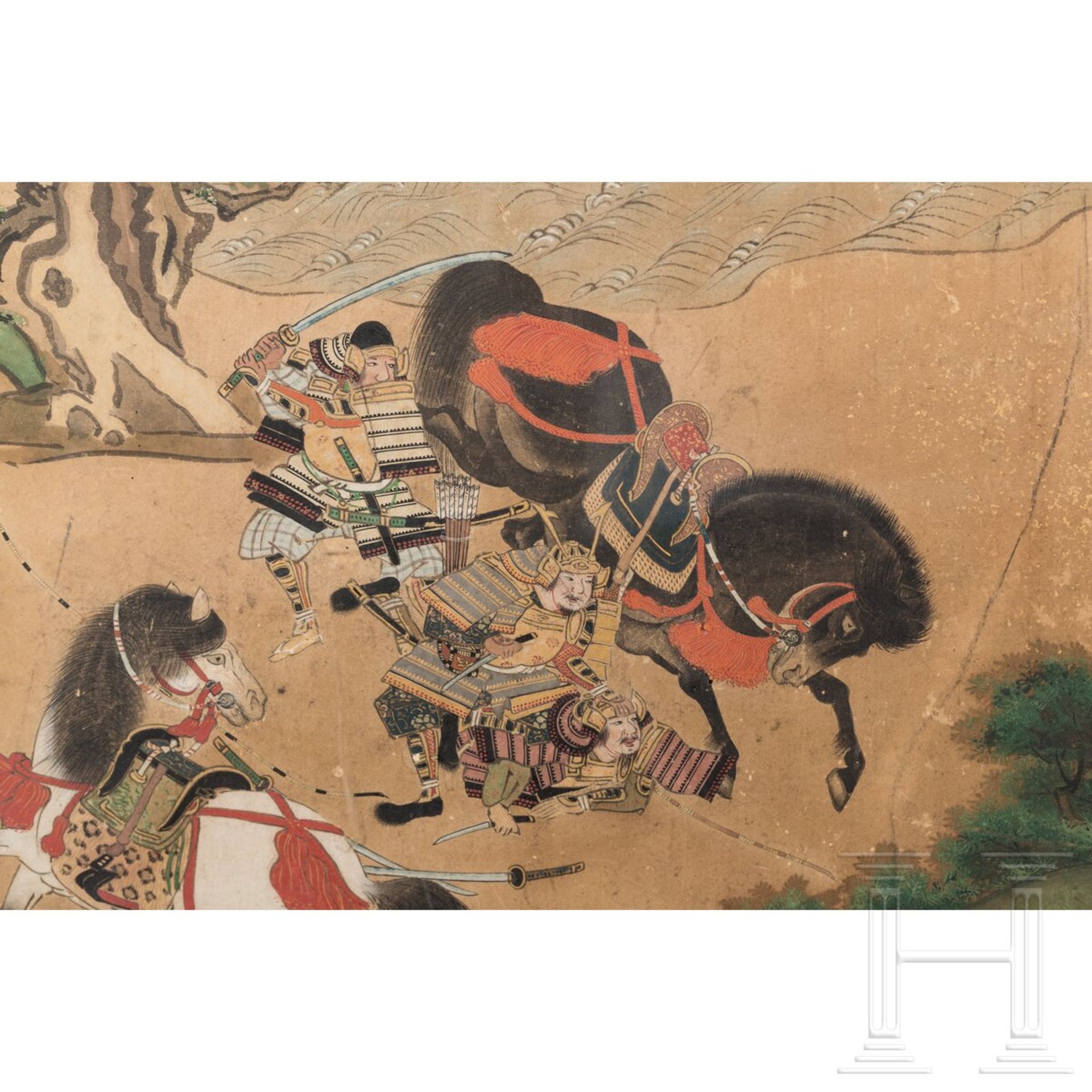 Entköpfung eines Samurai, Rimpa-Blattgoldmalerei, Japan, Edo-/Meiji-Periode - Image 2 of 5