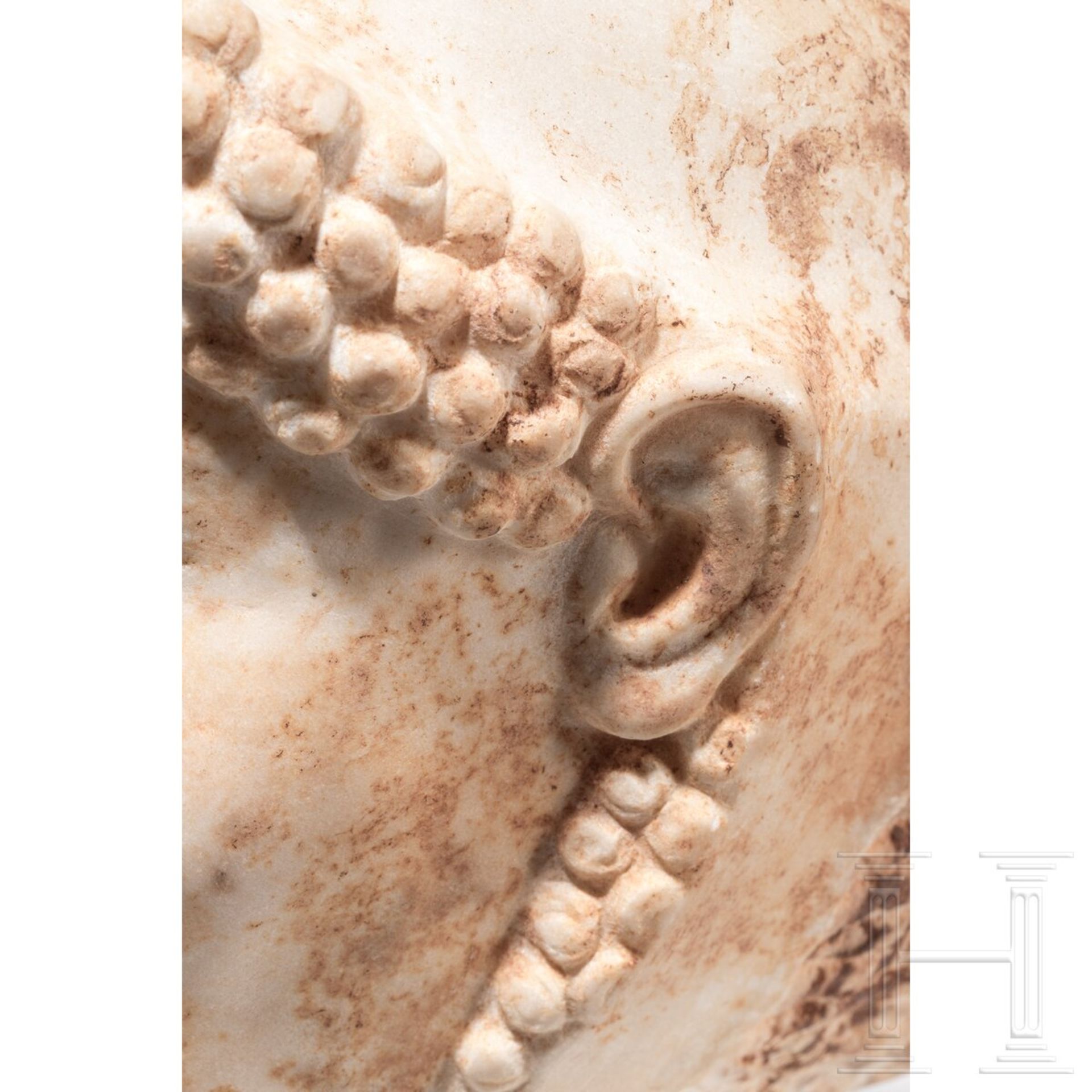 Archaischer Marmorkopf, Mitte 6. Jhdt. v. Chr. - Bild 10 aus 10
