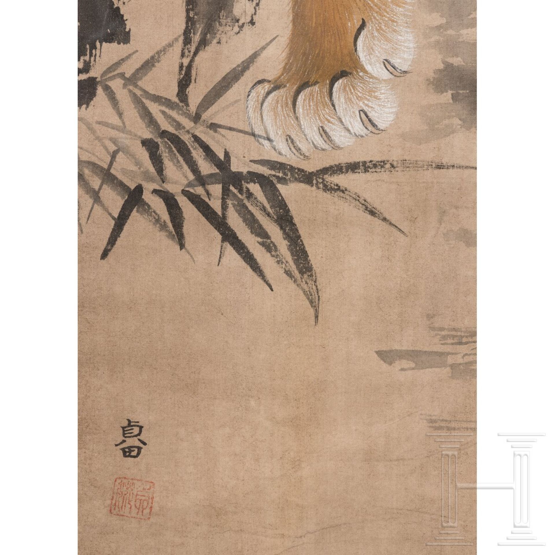 Seidenbild mit schreitendem Tiger, Japan, 1. Hälfte 20. Jhdt. - Bild 2 aus 4