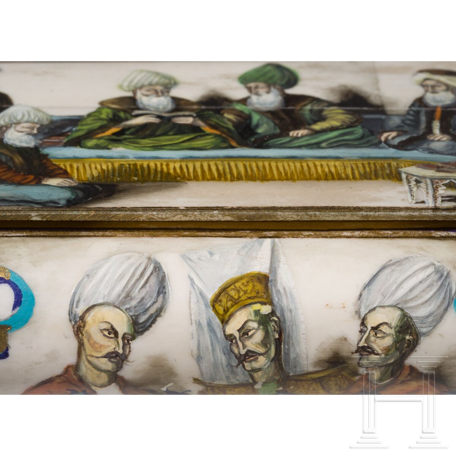 Bemalte Schmuckdose aus Kamelbein, persisch, um 1900 - Image 3 of 4