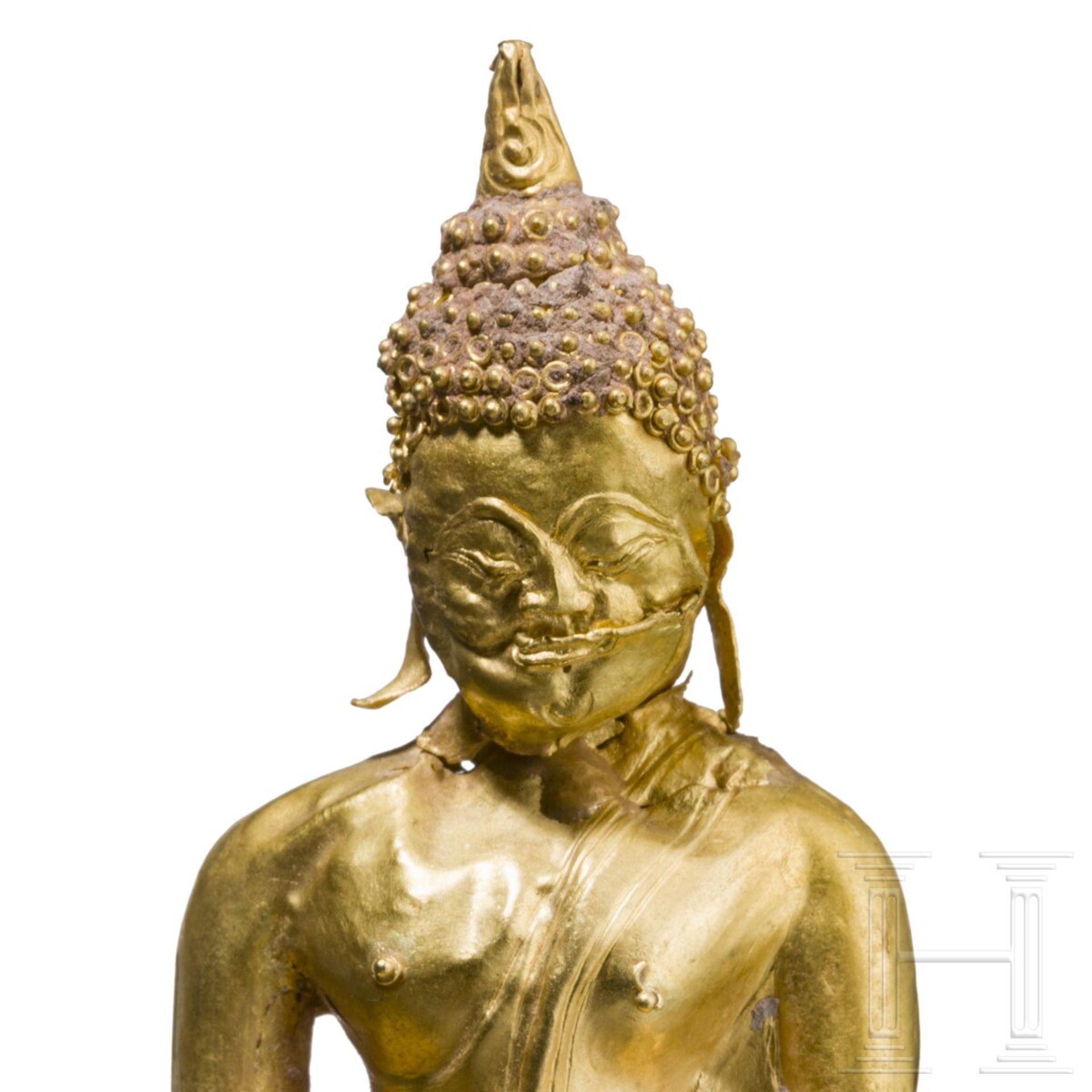 Kleine Buddha-Figur aus massivem Gold, Thailand, 17./18. Jhdt. - Image 5 of 5