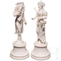 Johann Trumpfheller, Rokoko-Figurenpaar aus Elfenbein, Frankreich, Dieppe, 19. Jhdt.