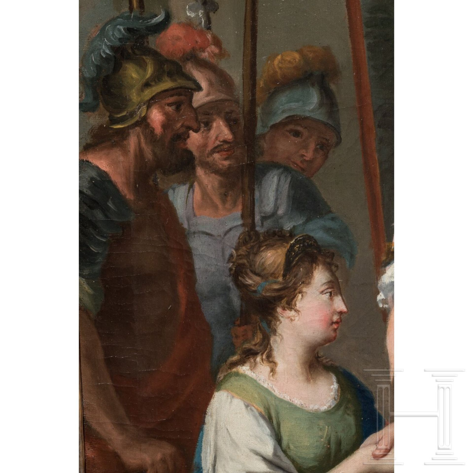 Alexander der Große und Kampaspe im Atelier des Apelles, Öl/Leinwand, Frankreich, 18. Jhdt. - Bild 3 aus 5