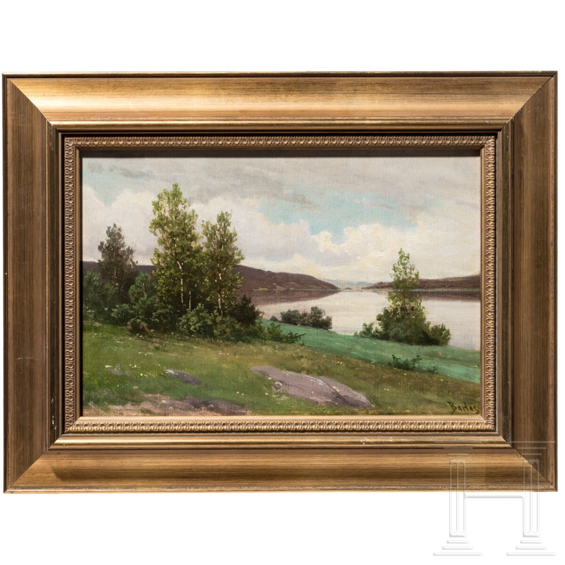 Isak Philip Hartvig Ree Barlag (1840 - 1913) - Stimmungsvolle sommerliche Landschaft mit Fluss - Image 2 of 5