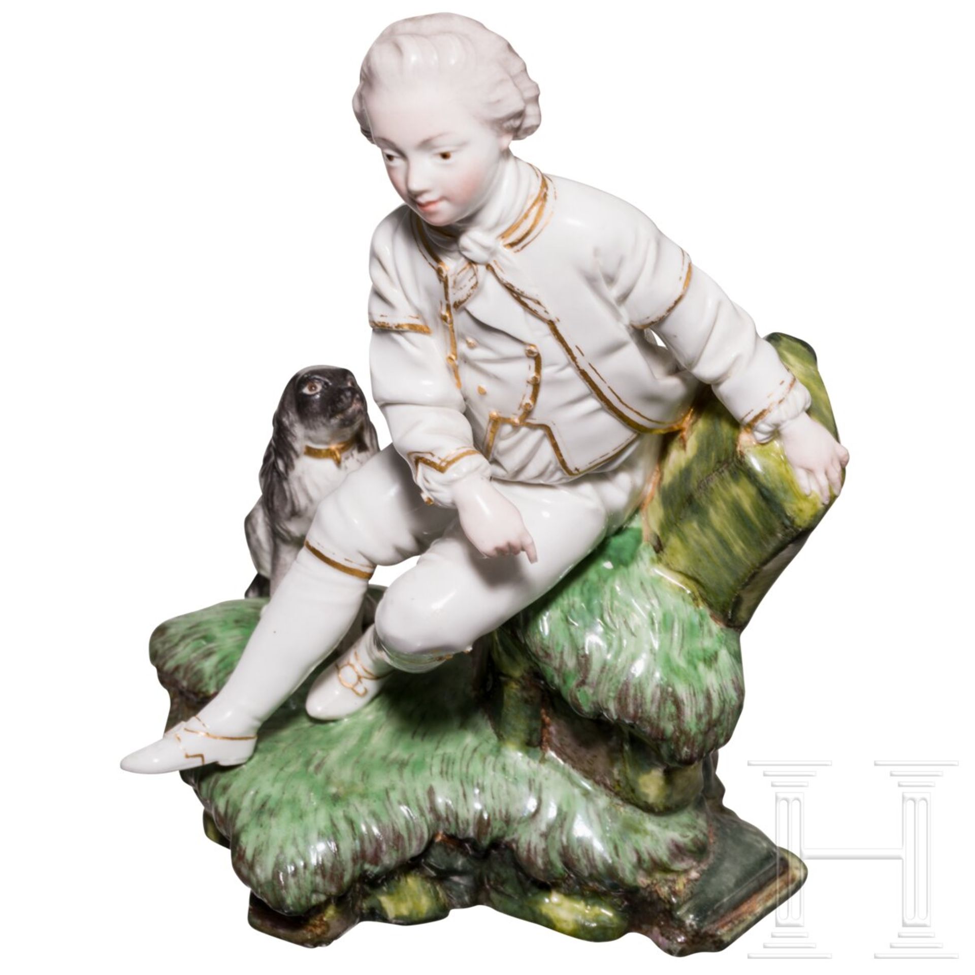 Sitzender Knabe mit Hund, Höchst, Johann Peter Melchior, vor 1770 (Entwurf), 18. Jhdt. - Bild 2 aus 4