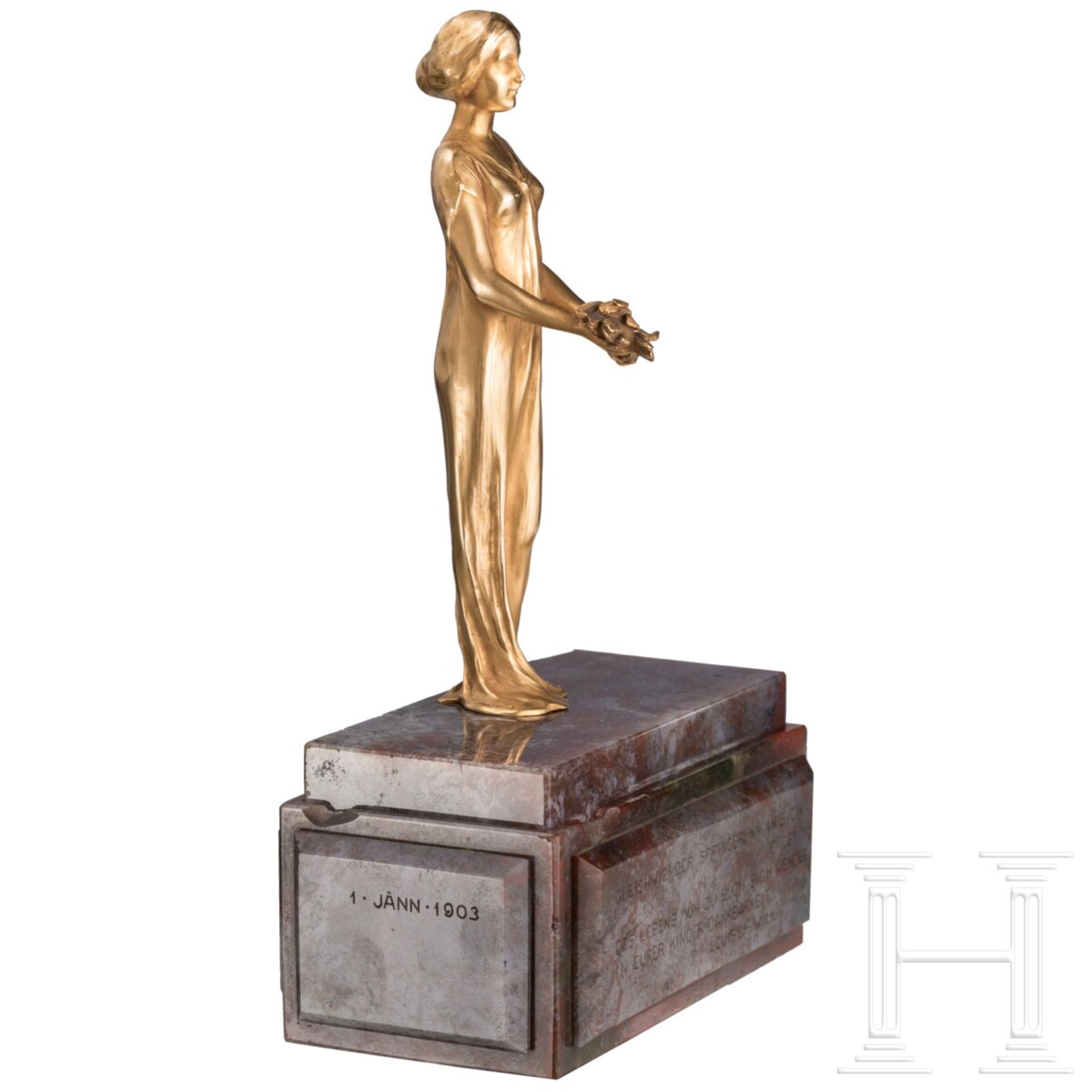 Prof. Rudolf Marschall (1873 - 1967) - goldene Skulptur der griechischen Friedensgöttin Eirene, Wien - Bild 4 aus 9