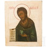 Große Ikone mit dem Heiligen Johannes dem Vorläufer aus einer Deesis, Russland, Anfang 19. Jhdt.