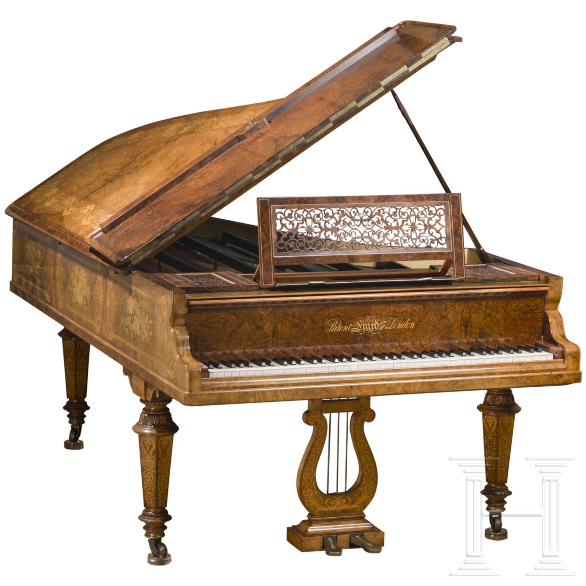 Reich intarsierter Luxus-Halbkonzertflügel, Klaviermanufaktur Sébastien & Pierre Érard, London, 1862 - Bild 5 aus 13