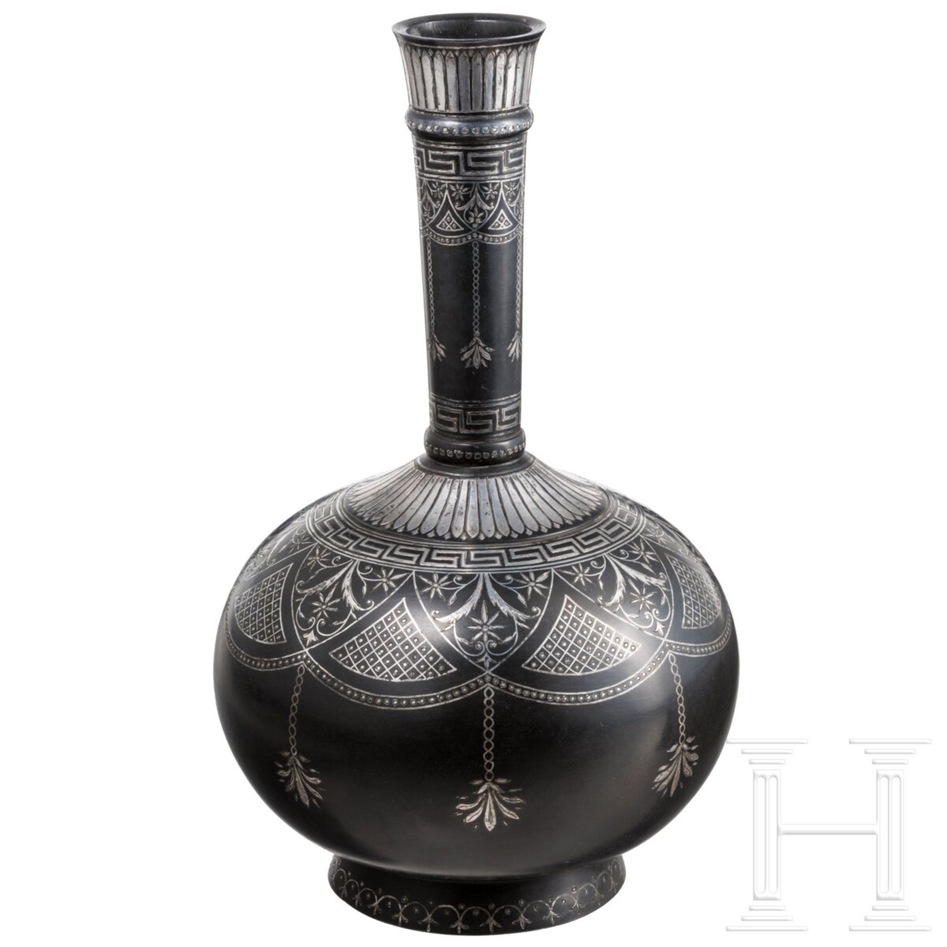 Silbereingelegte Bidri-Flasche, Indien, um 1800 - Image 2 of 3