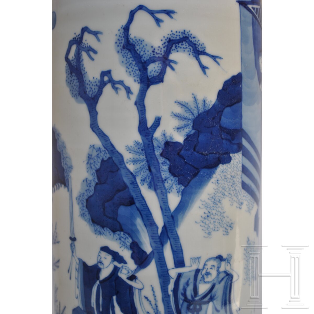 Große blaue-weiße Vase mit Soldatenszene, China, wohl Kangxi-Periode (18. Jhdt.) - Image 15 of 20