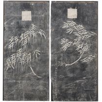 Steinabreibung auf Xuan-Papier mit Bambuszweigen, China, wohl Qing-Dynastie