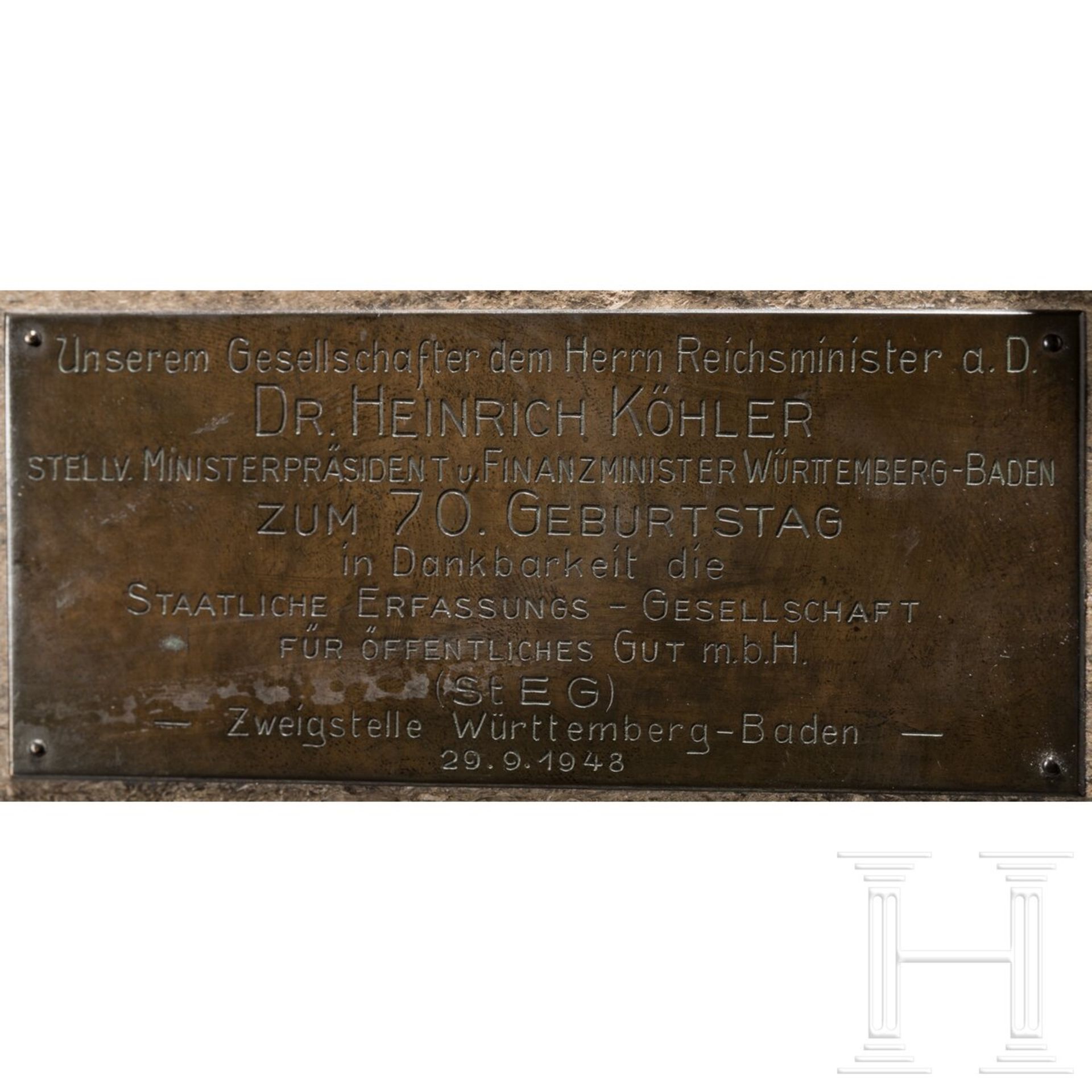 Großer Bronze-Schmied, wohl Hans Retzbach (1887 - 1976), datiert 1948, Geschenk an Heinrich Köhler ( - Image 4 of 6