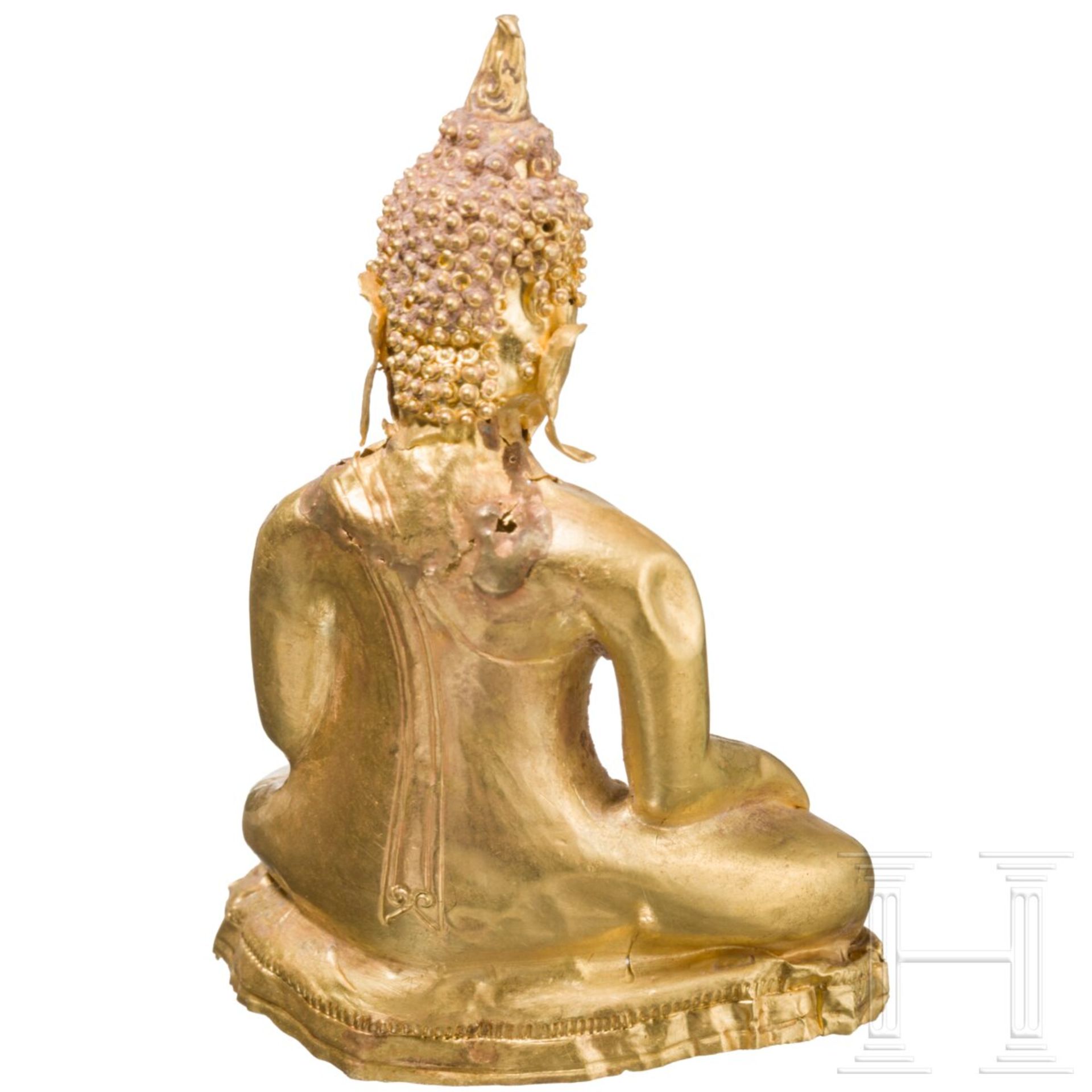 Kleine Buddha-Figur aus massivem Gold, Thailand, 17./18. Jhdt. - Bild 3 aus 5