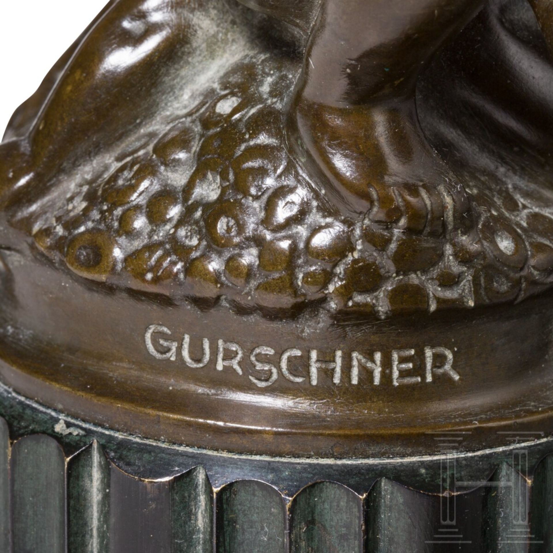 Figürliche Jugendstil-Lampe, Gustav Gurschner (1873 Mühldorf am Inn - 1970 Wien) - Bild 6 aus 7