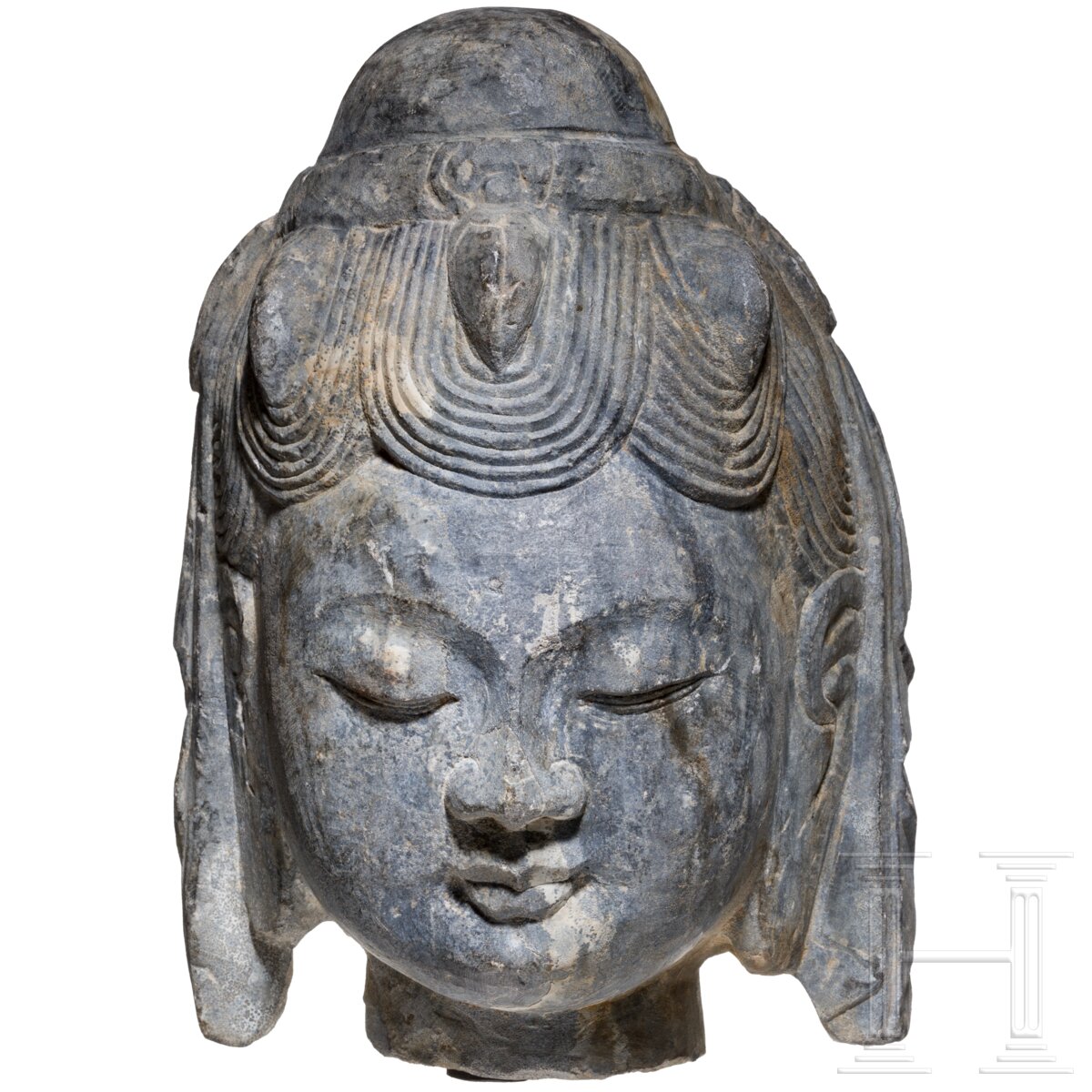 Kopf eines Bodhisattvas, China, wohl Shandong-Region, ca. 6. Jhdt. - Image 2 of 6