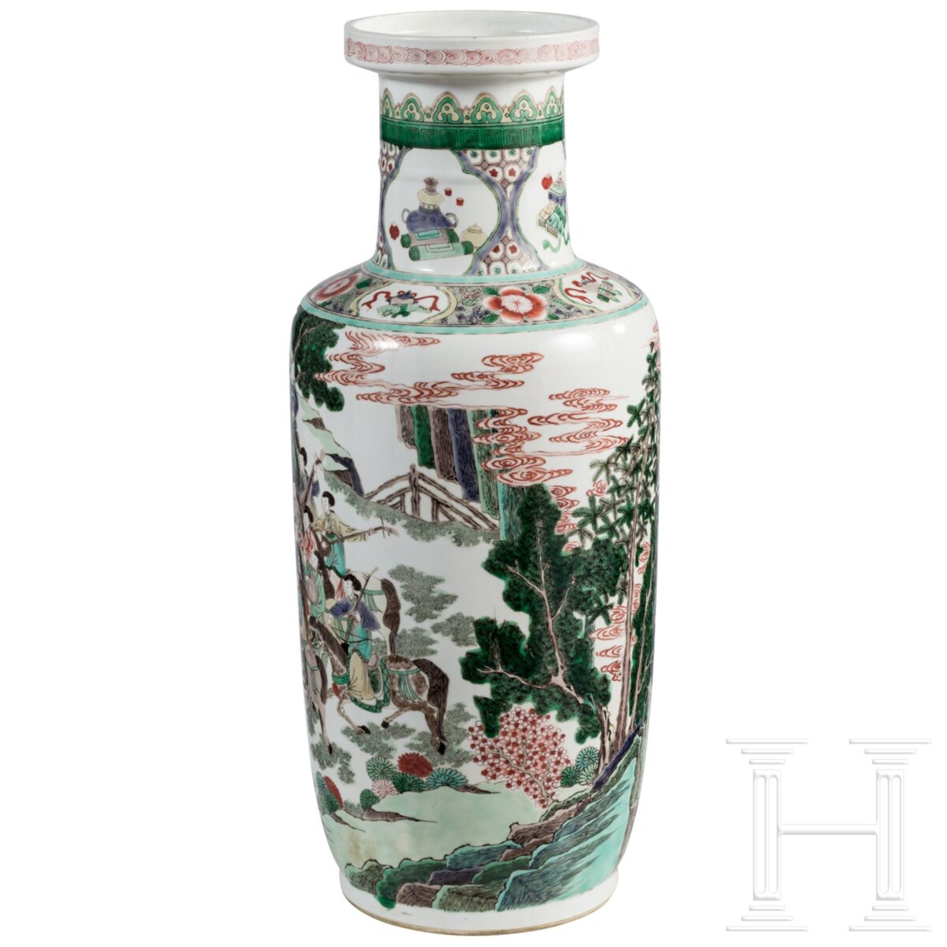 Große Famille-verte-Vase mit Soldaten, China, 19./20. Jhdt. - Image 3 of 12