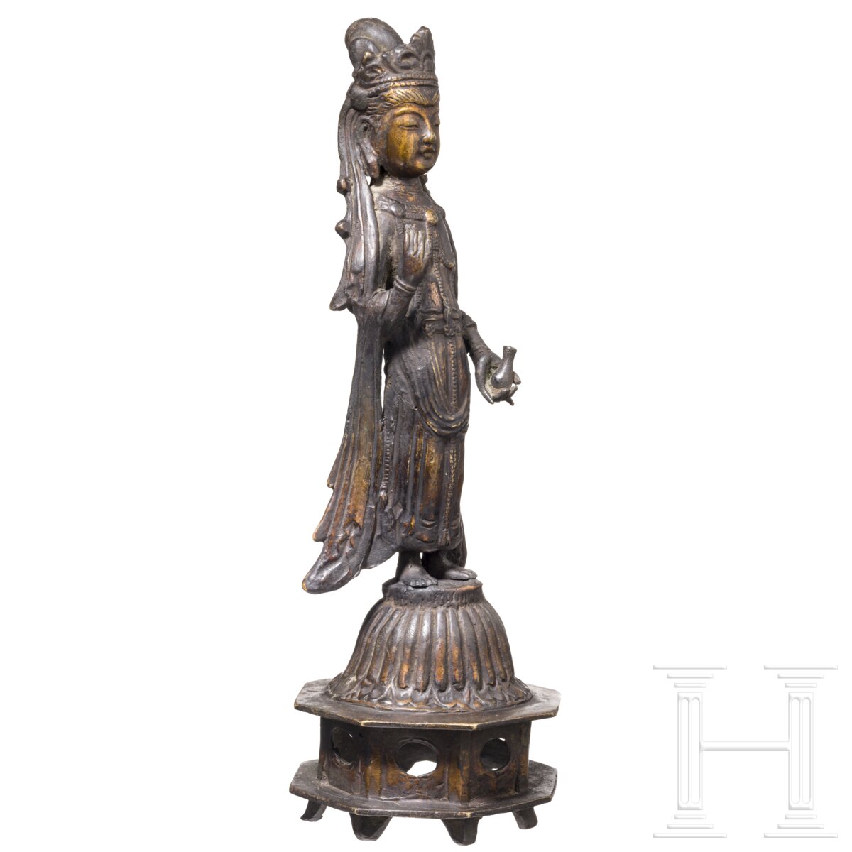 Vergoldete Bronzestatuette Avalokiteshvaras, Korea, Vereinigtes Silla (668 - 935) - Image 2 of 4