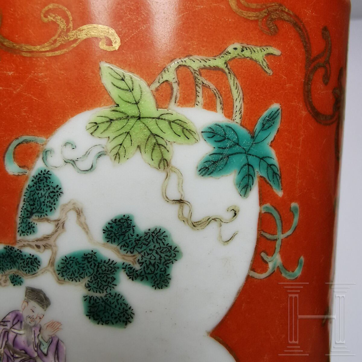 Korallenrot glasierter Famille-rose-Pinseltopf, China, wohl spätes 19. Jhdt. - Image 13 of 14