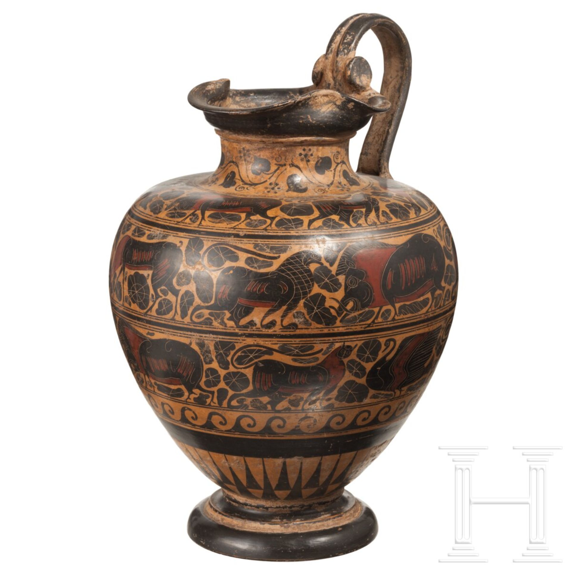 Dekorative Oinochoe nach antikem Vorbild, Ende 19. - Anfang 20. Jhdt.