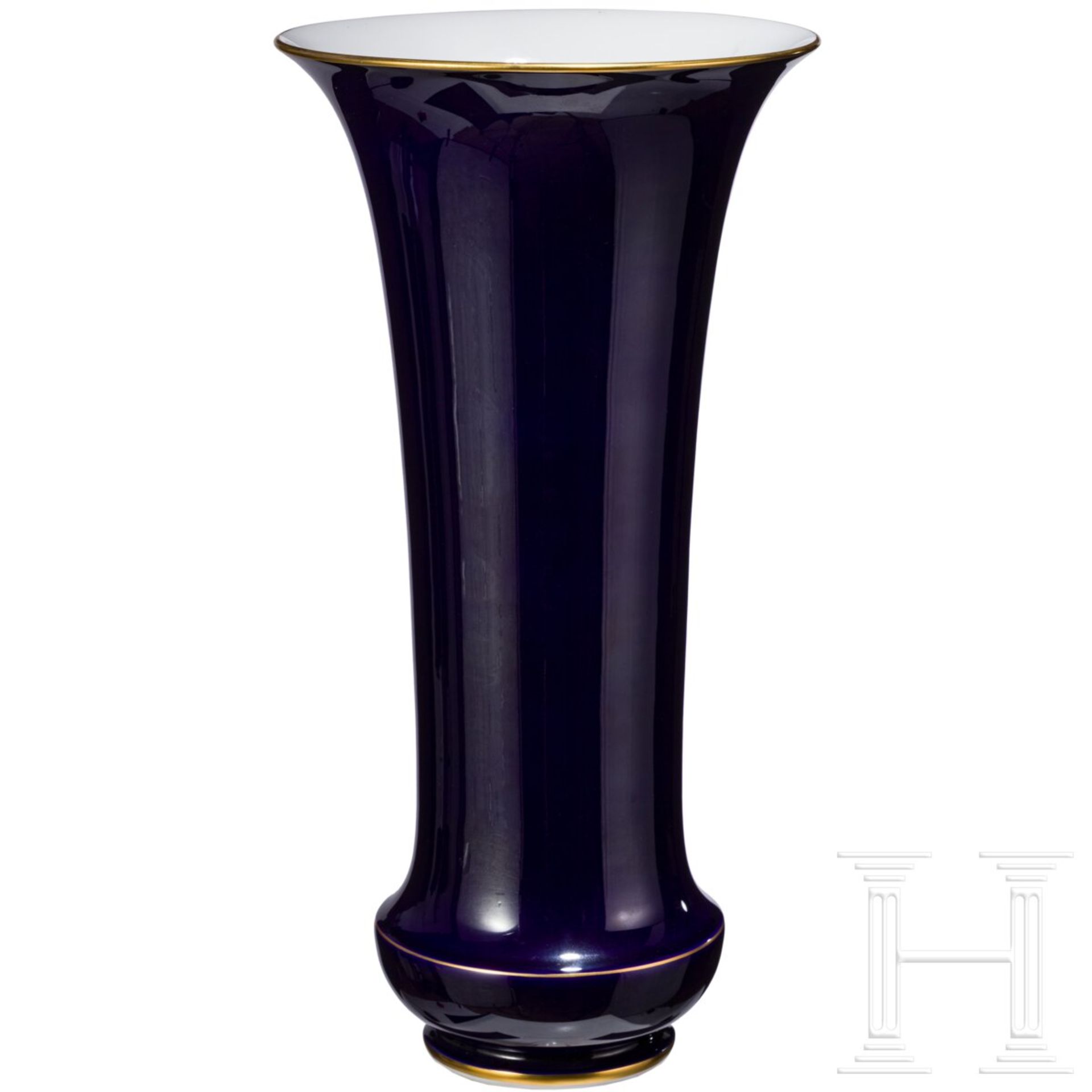Große Vase mit kobaltblauem Fond, Meissen, 20. Jhdt.  - Bild 2 aus 4