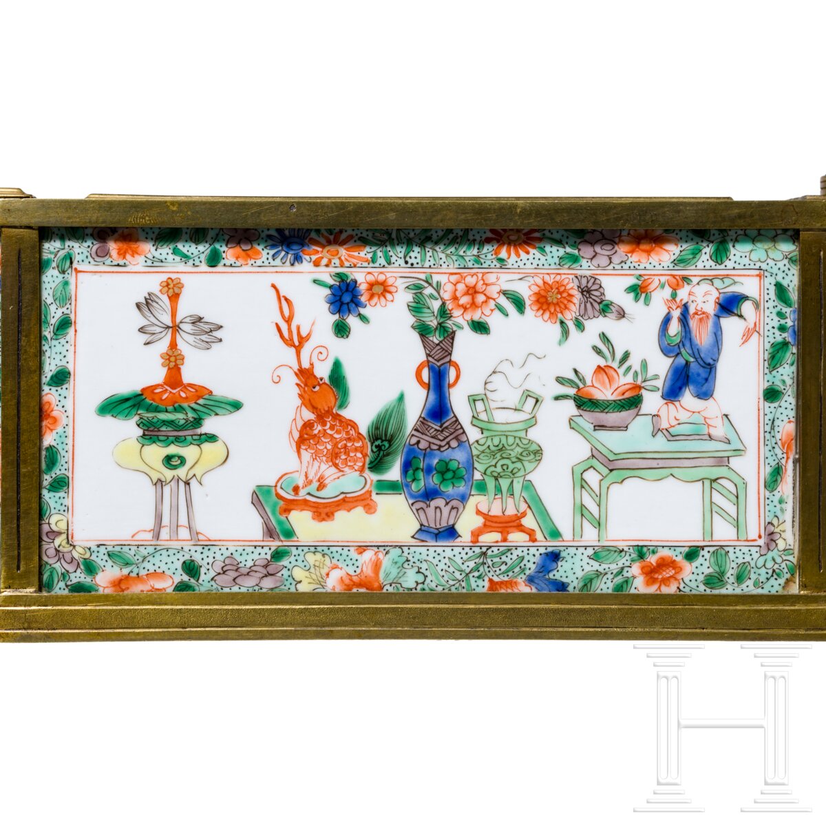 Ormolu-Schreibtischset mit chinesischen Porzellanplaketten, Frankreich, um 1800 - Bild 3 aus 6