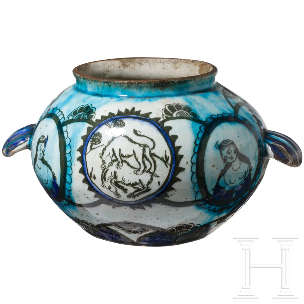 Weiß-blaue Qajar-Vase, Persien, 19. Jhdt. - Image 2 of 3