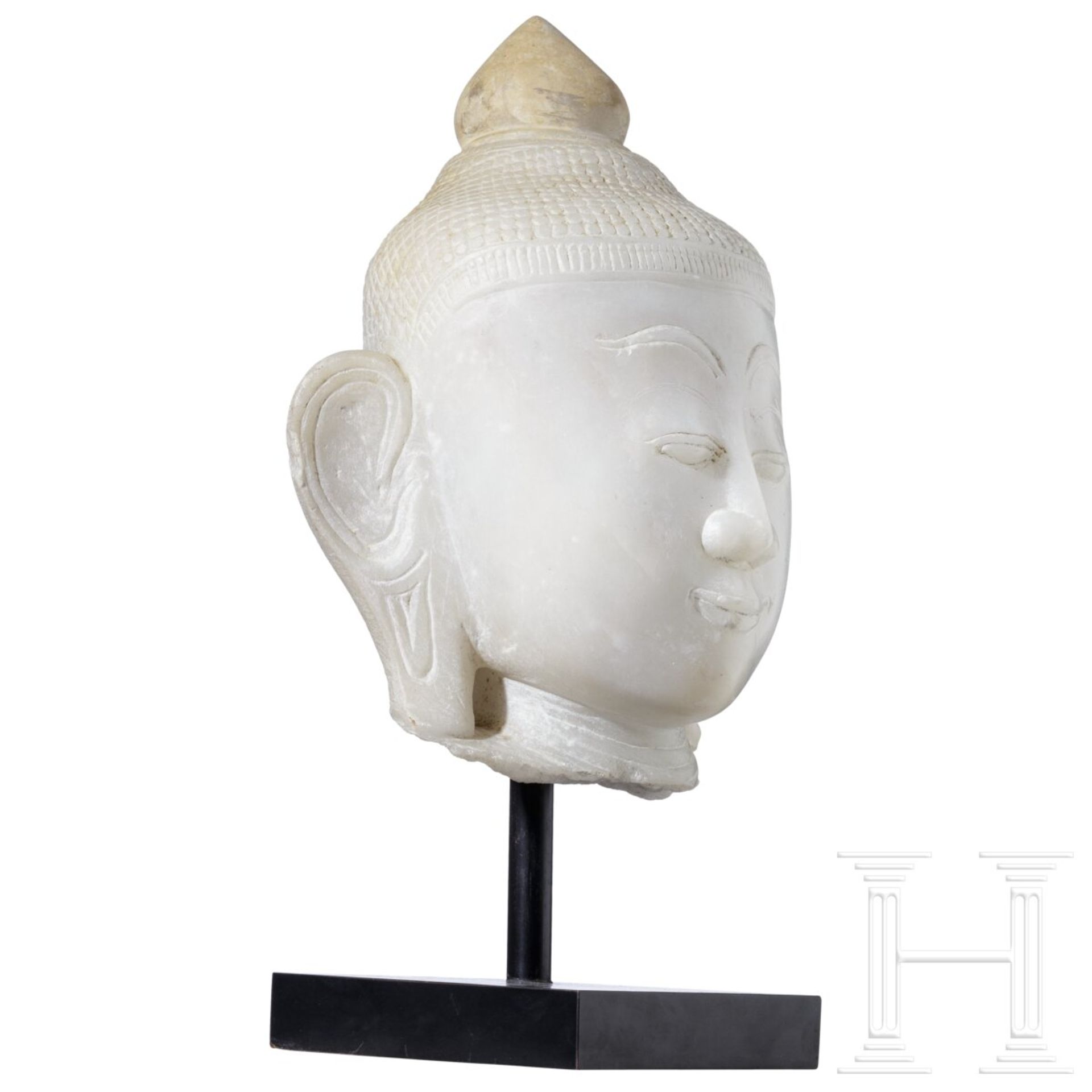 Buddhakopf aus Alabaster, Burma, Shan-Stil, 18./19. Jhdt. - Bild 4 aus 5