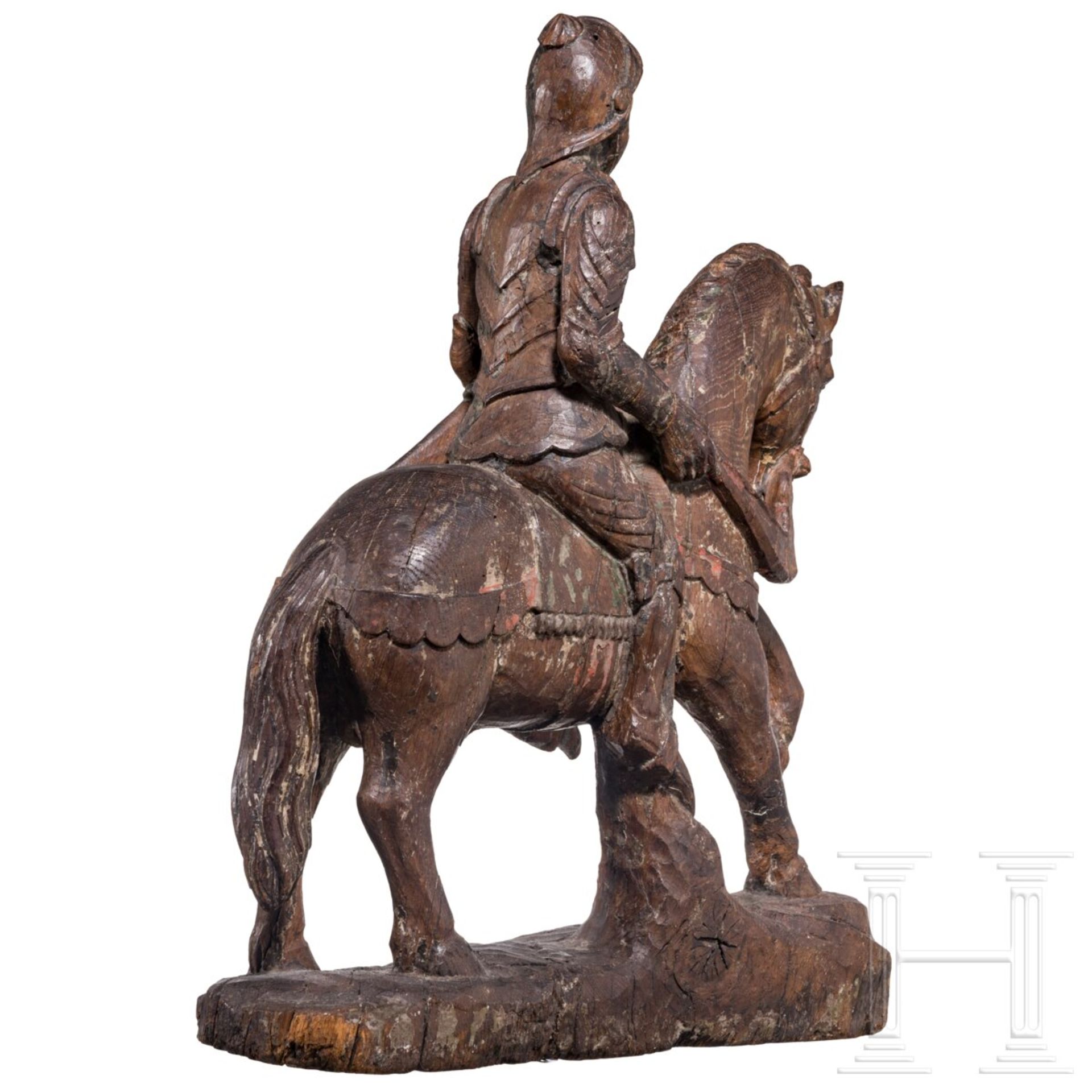 Seltene Skulptur eines spätgotischen Ritters, Niederrhein, um 1500 - Image 3 of 5