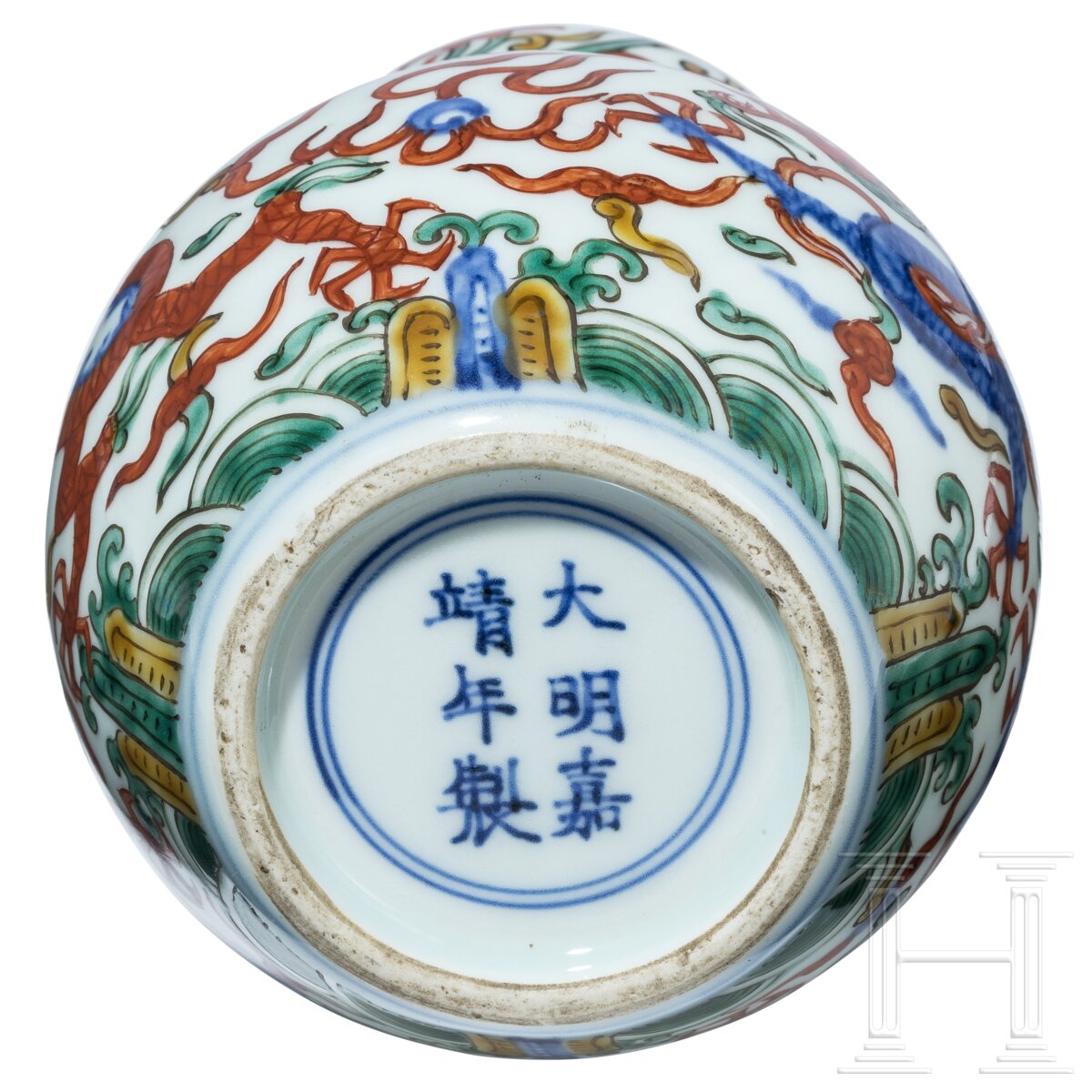 Doppelkürbis-Wucai-Vase mit Jiajing-Sechszeichenmarke, China, 20. Jhdt. - Image 5 of 28