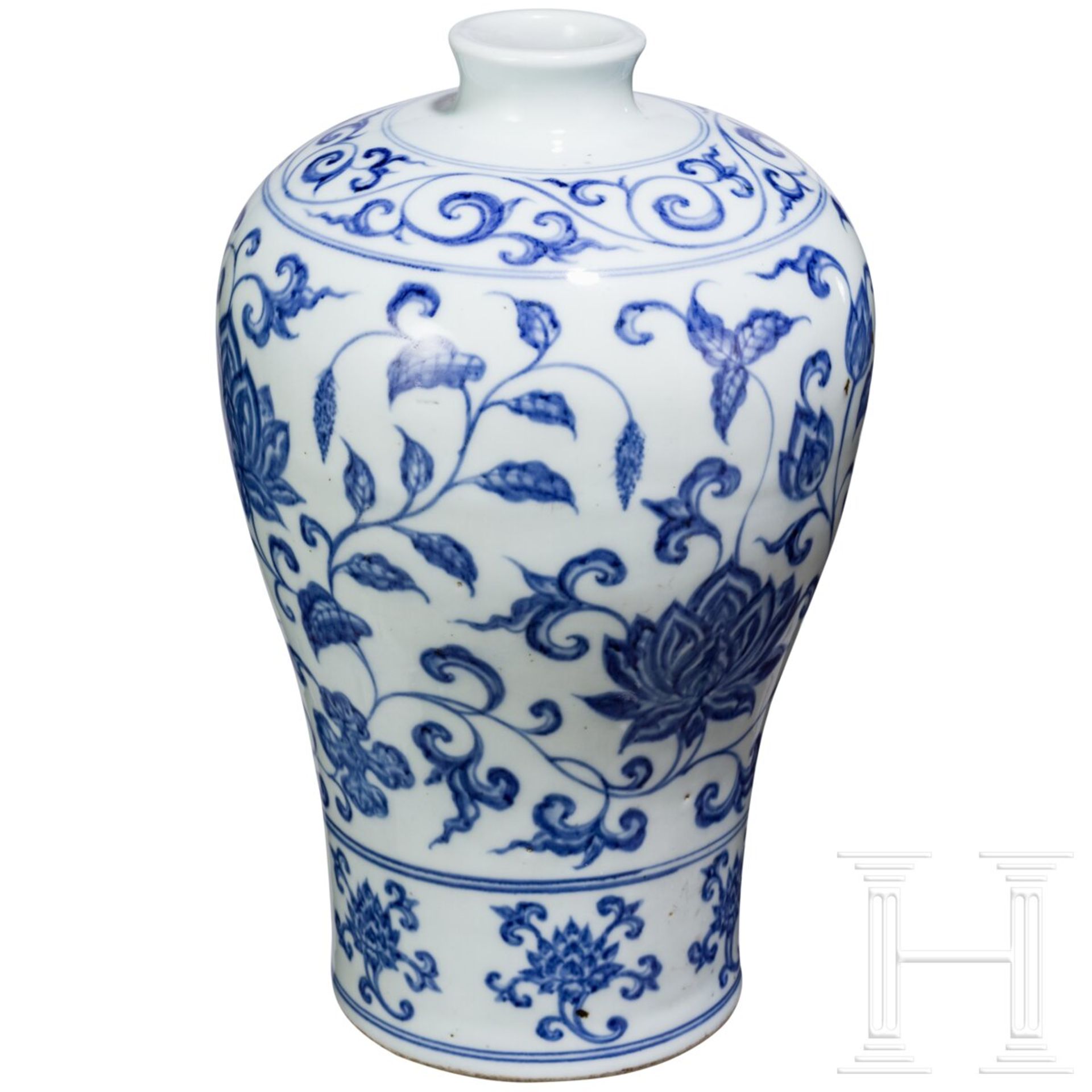 Blau-weiße Meiping-Vase im Ming-Stil, China, wahrscheinlich 19./20. Jhdt. - Bild 3 aus 16