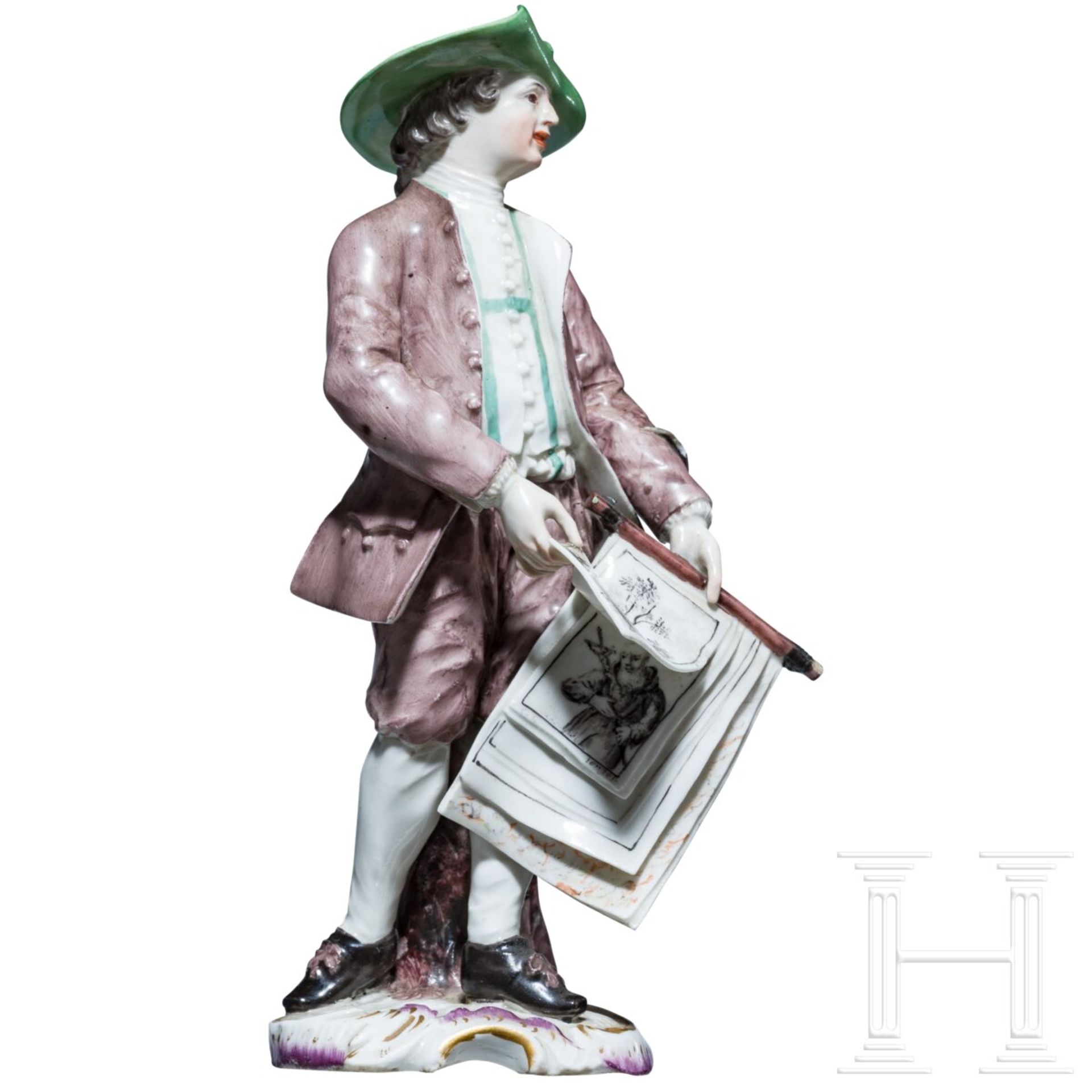 Porzellanfigur eines Straßenverkäufers, Höchst, um 1760 - Bild 2 aus 6