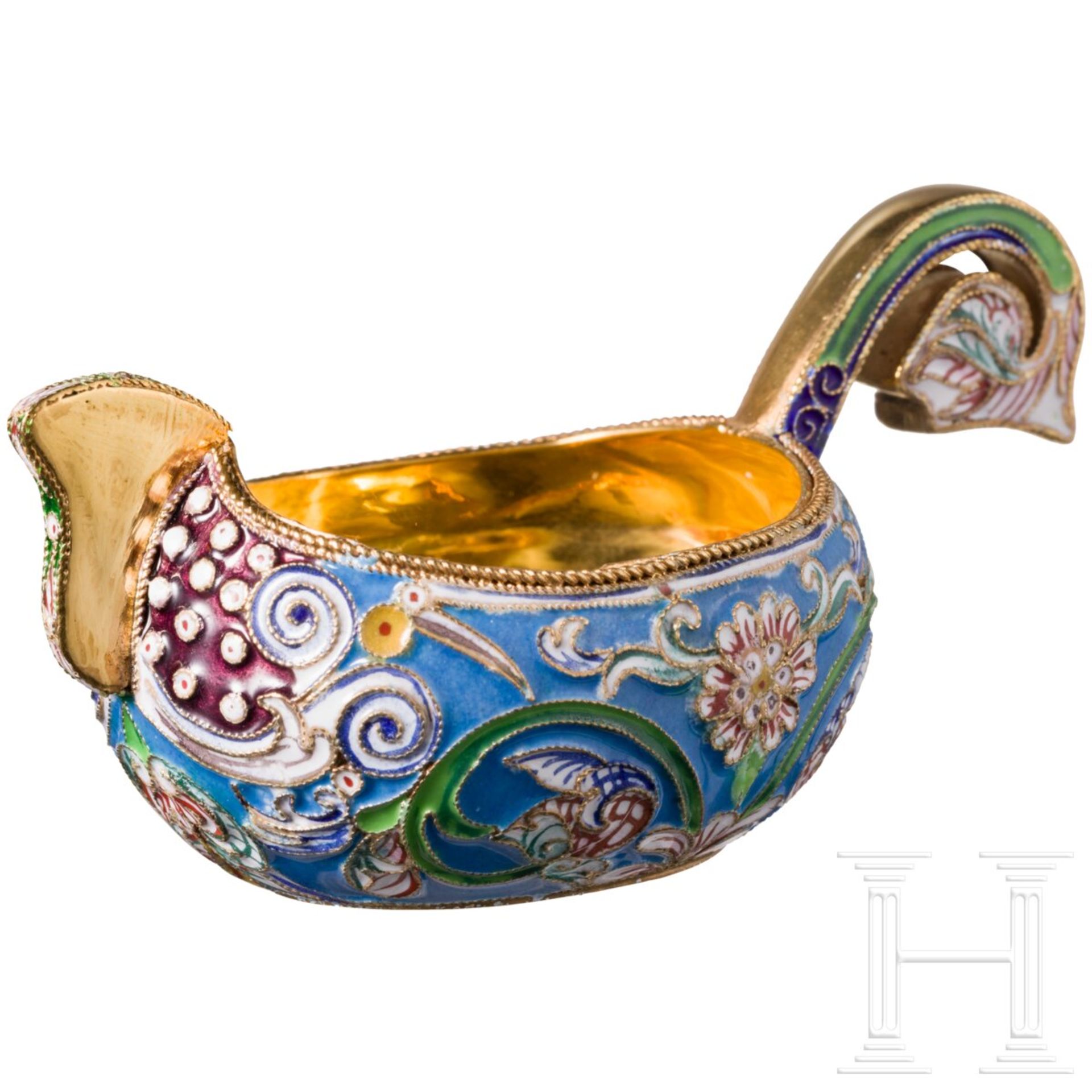 Kleiner Cloisonné-Emaille-Kowsch, Russland, neuzeitlich - Image 2 of 3