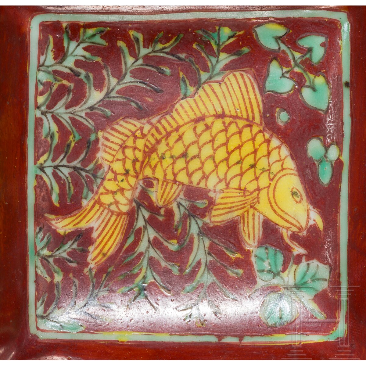 Eisenrot glasierte Schale mit Fischen, China, wohl Ende 19./Anfang 20. Jhdt. - Image 5 of 12