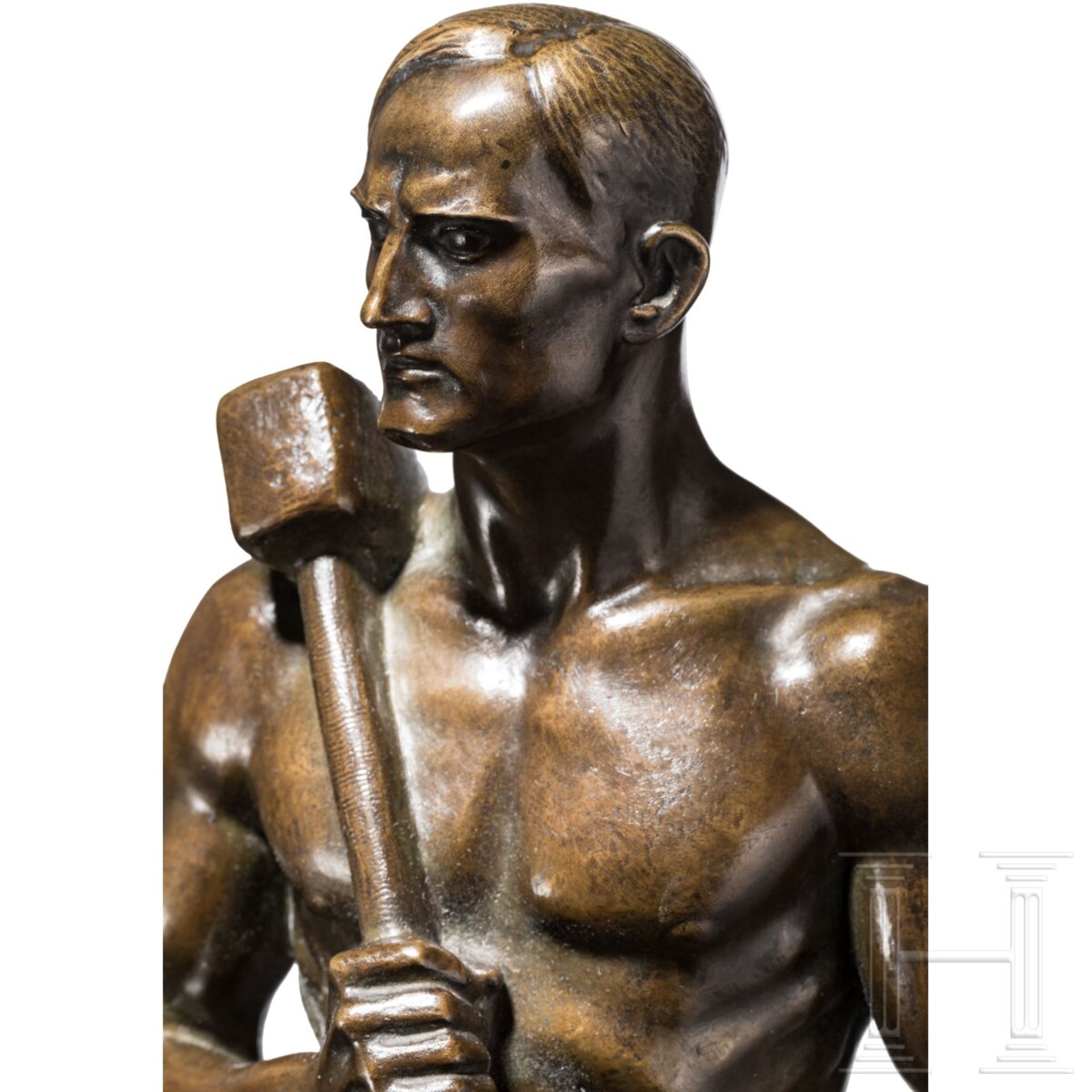 Großer Bronze-Schmied, wohl Hans Retzbach (1887 - 1976), datiert 1948, Geschenk an Heinrich Köhler ( - Image 5 of 6