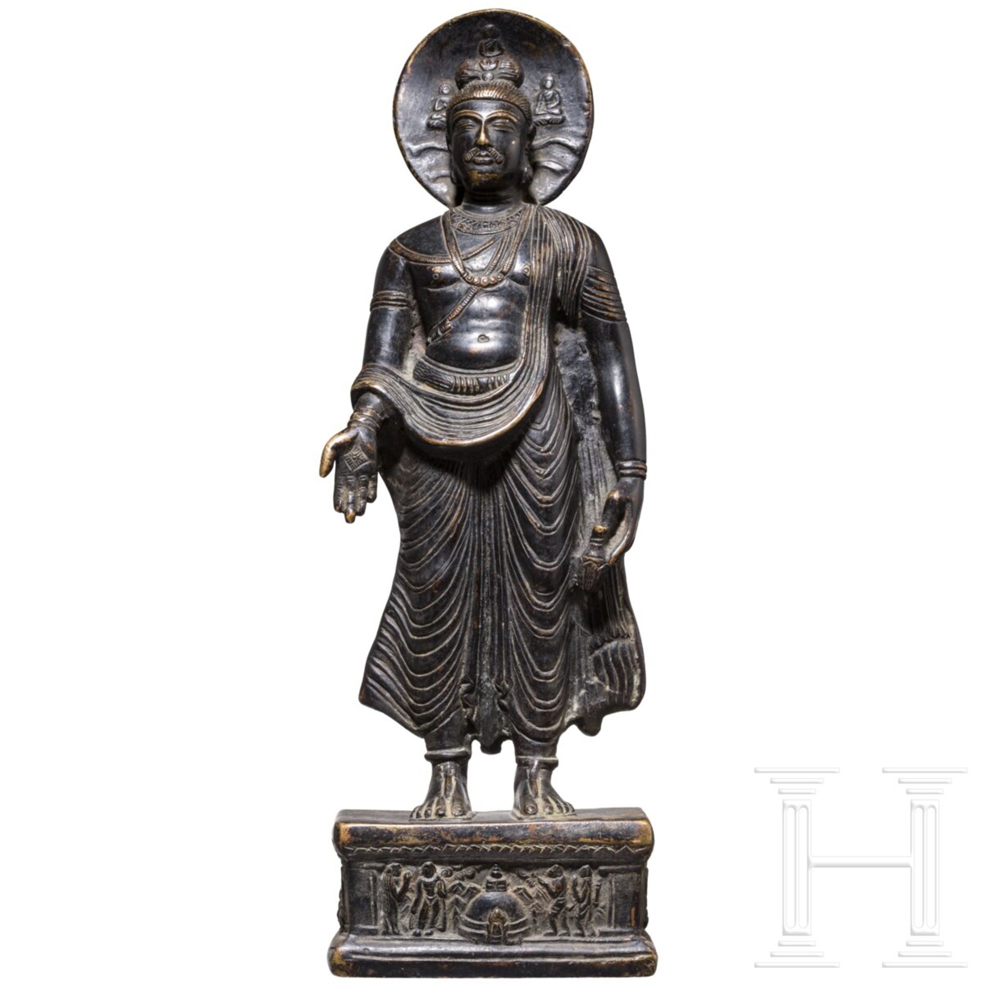 Bodhisattva Maitreya aus Bronze, Pakistan/Indien, 19. Jhdt. 