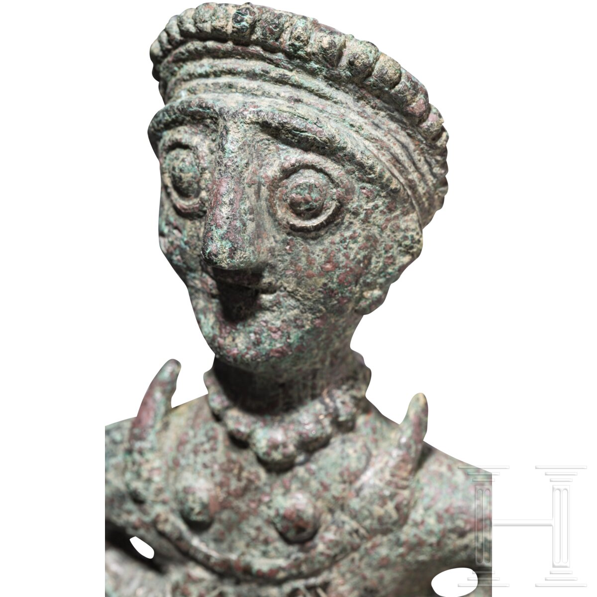 Bronzestatuette einer Frau mit Halbmond, neoelamitisch, 8. - 7. Jhdt. v. Chr. - Image 7 of 7