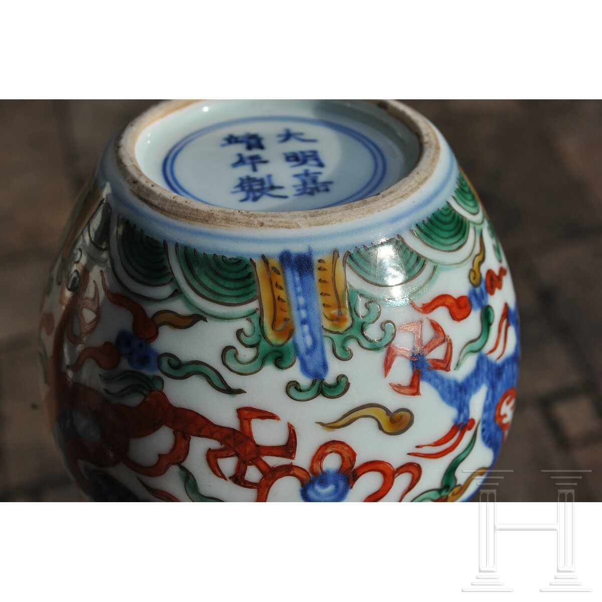 Doppelkürbis-Wucai-Vase mit Jiajing-Sechszeichenmarke, China, 20. Jhdt. - Image 20 of 28