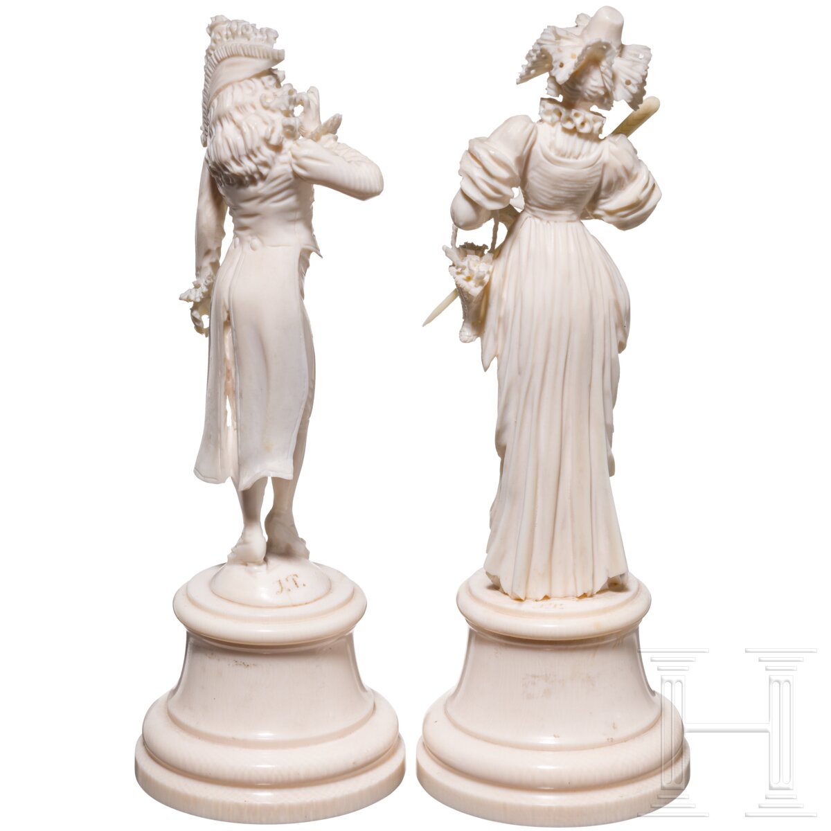 Johann Trumpfheller, Rokoko-Figurenpaar aus Elfenbein, Frankreich, Dieppe, 19. Jhdt. - Image 3 of 6