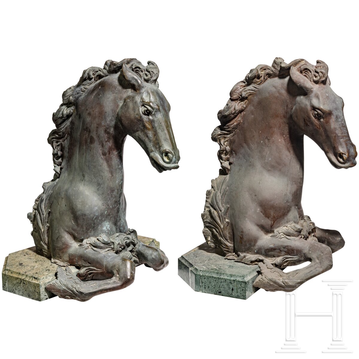 Ein Paar Hippocampi aus Bronze, Italien, 19. Jhdt. - Image 2 of 4
