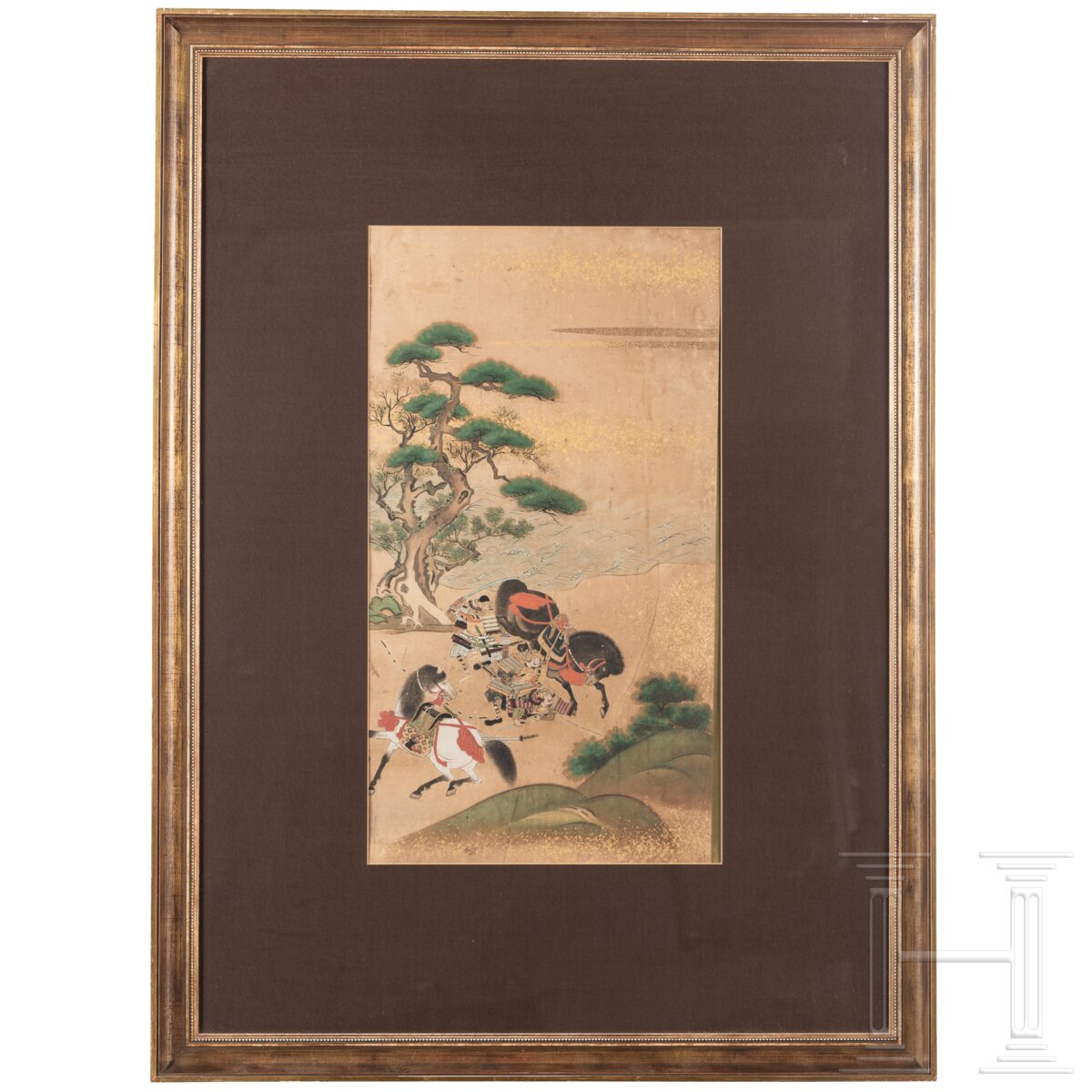Entköpfung eines Samurai, Rimpa-Blattgoldmalerei, Japan, Edo-/Meiji-Periode