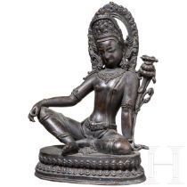 Bronzestatuette der Indra, Nepal, spätes 19. Jhdt.