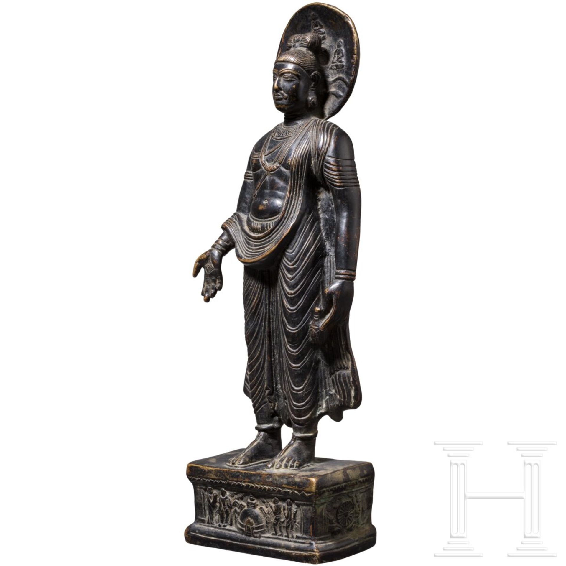 Bodhisattva Maitreya aus Bronze, Pakistan/Indien, 19. Jhdt.  - Bild 2 aus 4