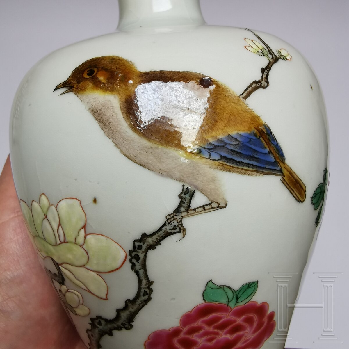 Famille-rose-Meiping-Vase mit Vogel und Blüten, China, wohl Yongzheng-Periode - Image 12 of 19