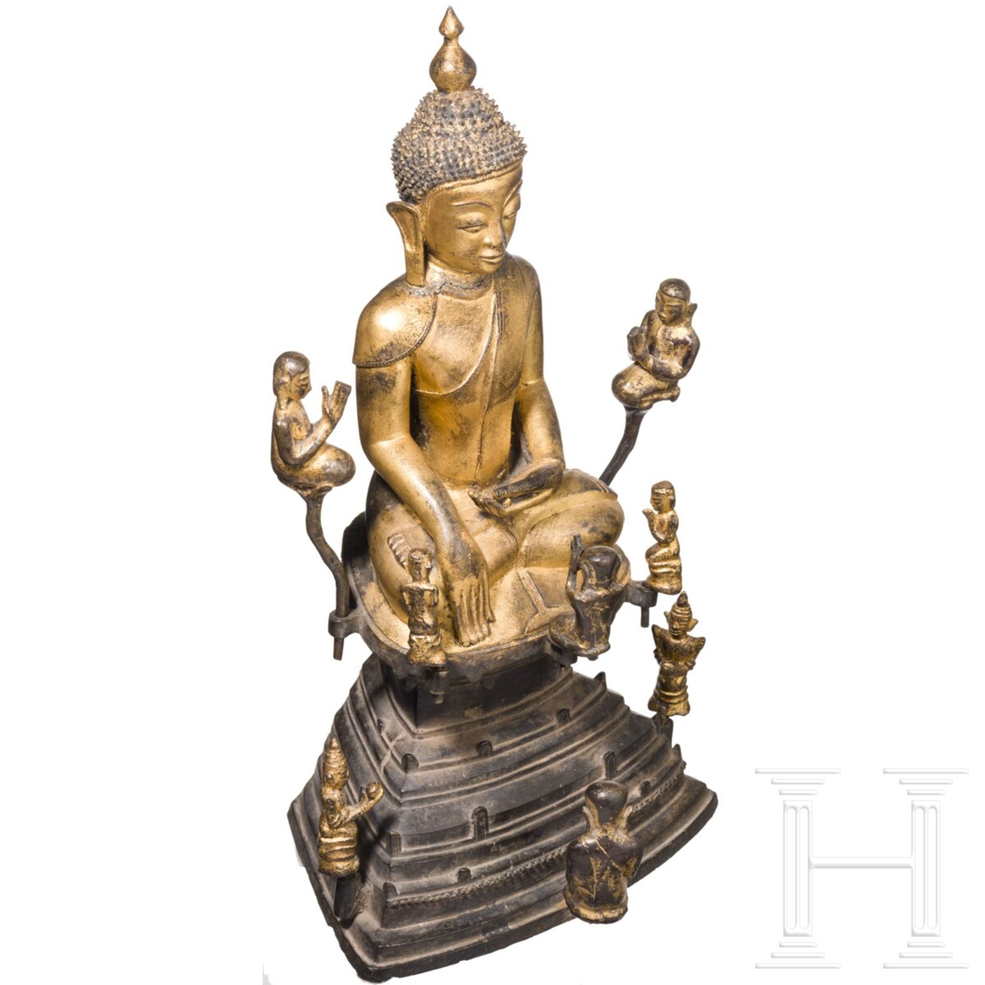 Lackierte und vergoldete Buddhafigur, Burma, 17./18. Jhdt. - Bild 3 aus 7