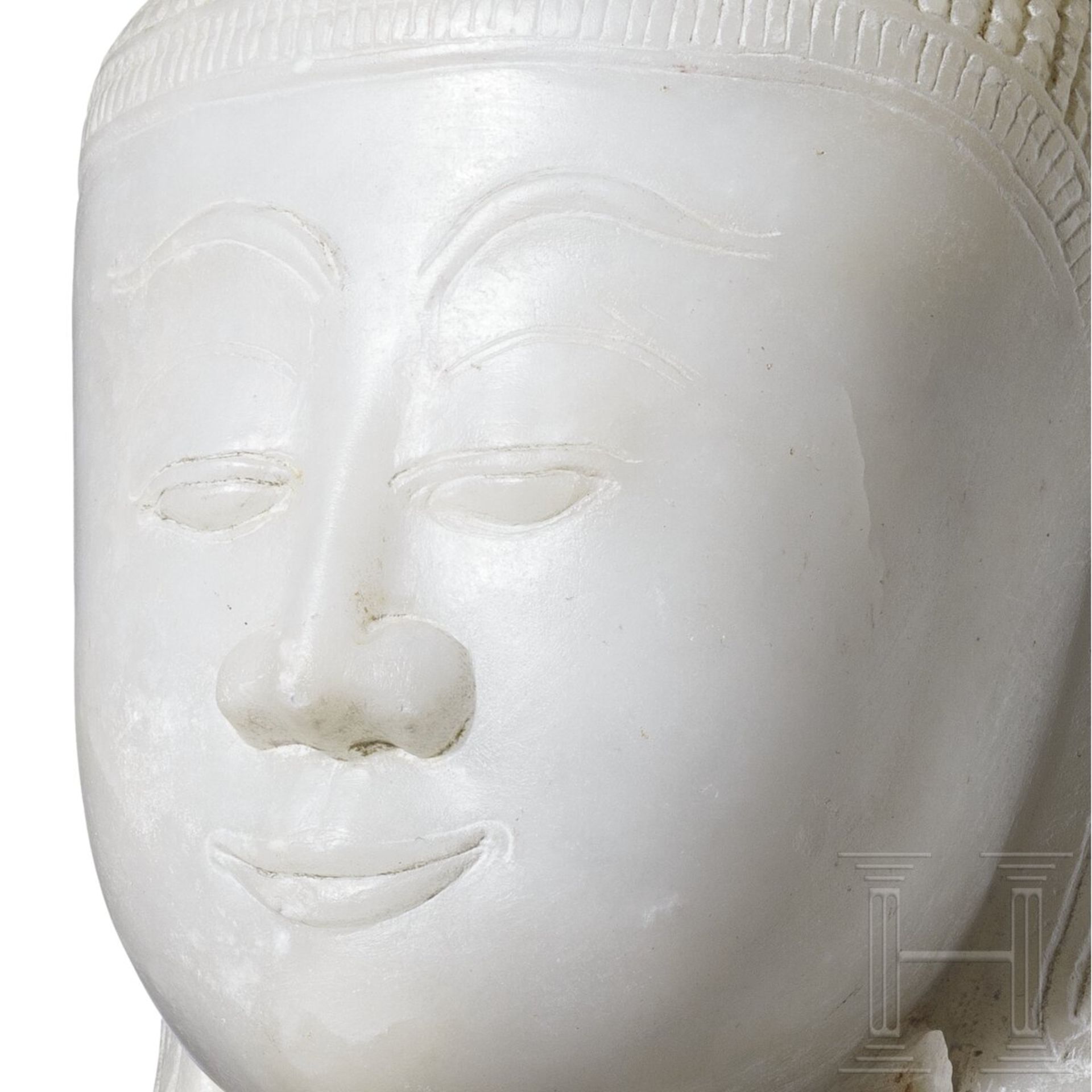 Buddhakopf aus Alabaster, Burma, Shan-Stil, 18./19. Jhdt. - Image 5 of 5