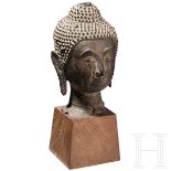 Bronzener Buddhakopf im Sukhotai-Stil, Thailand, wohl 18./frühes 19. Jhdt.