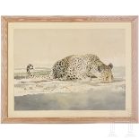Leigh Voight, "Leopard drinking", Südafrika, datiert 1997